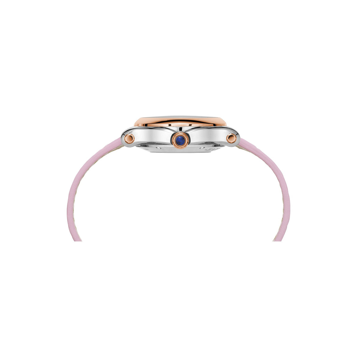 Chopard Happy Sport watch in 18k ethical rose gold and stainless steel with moving diamonds and sapphires, view 3