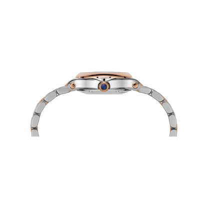Chopard Happy Sport watch in 18k ethical rose gold and stainless steel with moving diamonds and sapphires, view 3