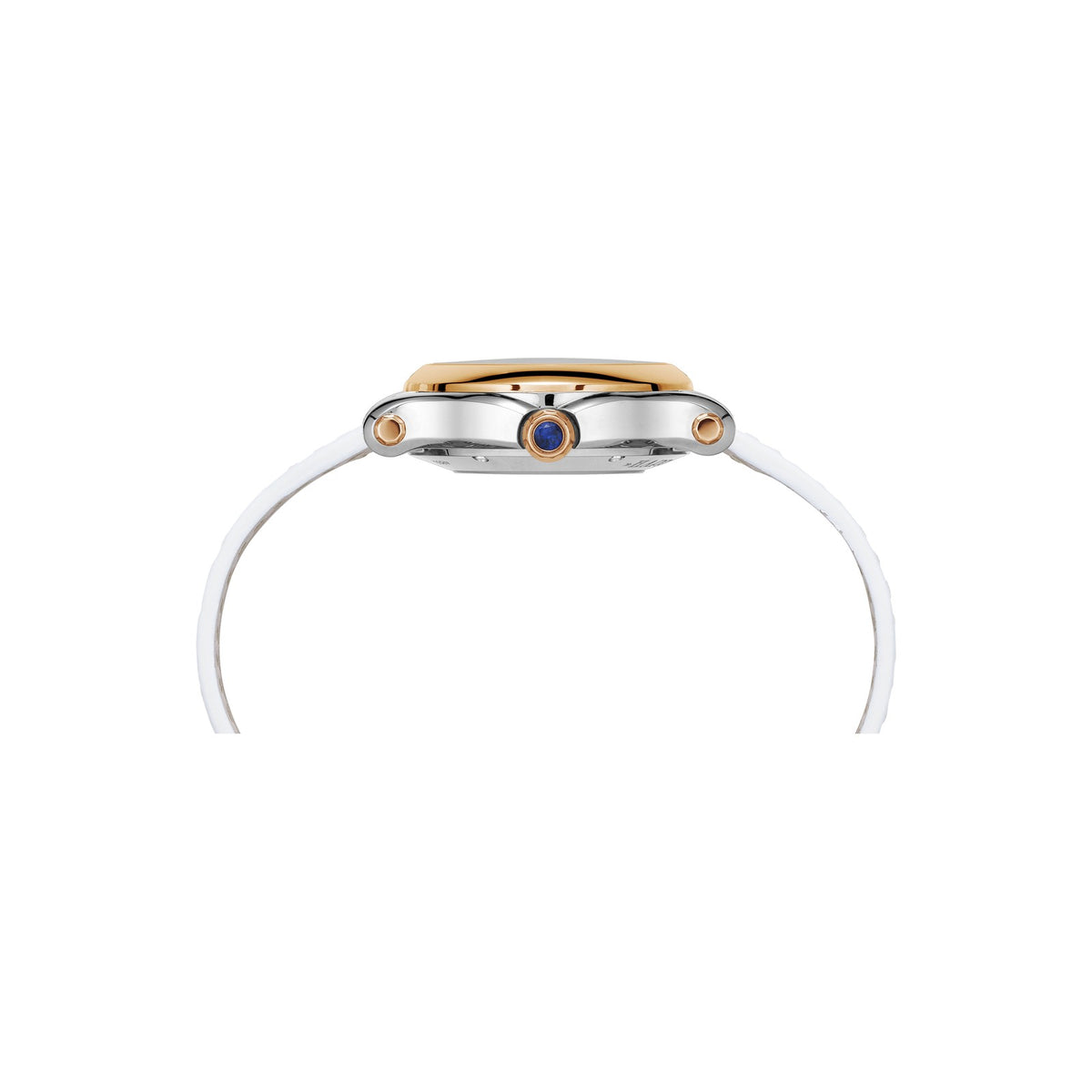 Chopard Happy Sport watch in 18k ethical rose gold and stainless steel with moving diamonds and sapphires, view 3