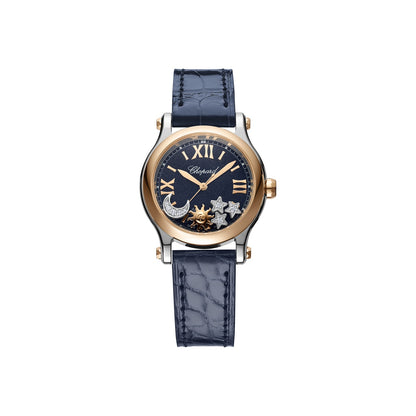 Chopard Happy Sport watch in 18k ethical rose gold and stainless steel with sapphires