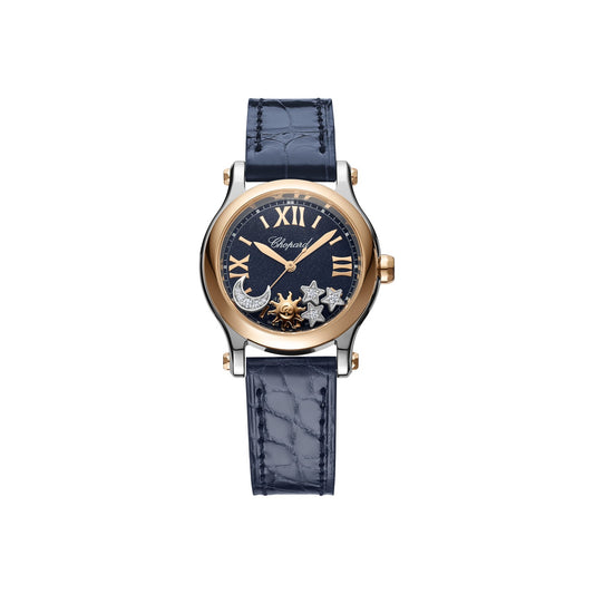 Chopard Happy Sport watch in 18k ethical rose gold and stainless steel with sapphires