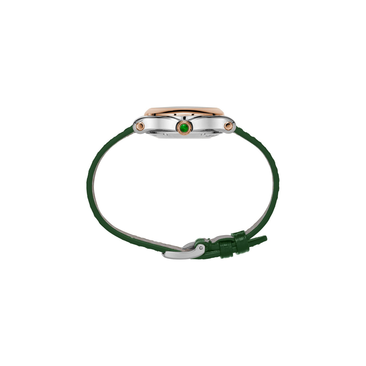Chopard Happy Sport watch in 18k ethical rose gold and stainless steel with moving diamonds and tsavorites, view 3
