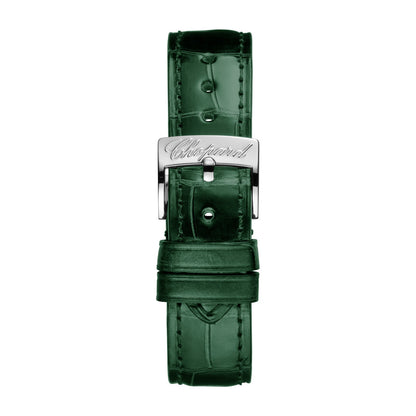 Chopard Happy Sport watch in 18k ethical rose gold and stainless steel with moving diamonds and sapphires, view 4