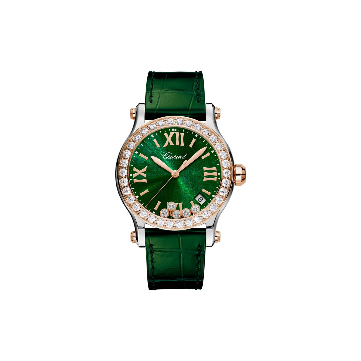 Chopard Happy Sport watch in 18k ethical rose gold and stainless steel with diamonds