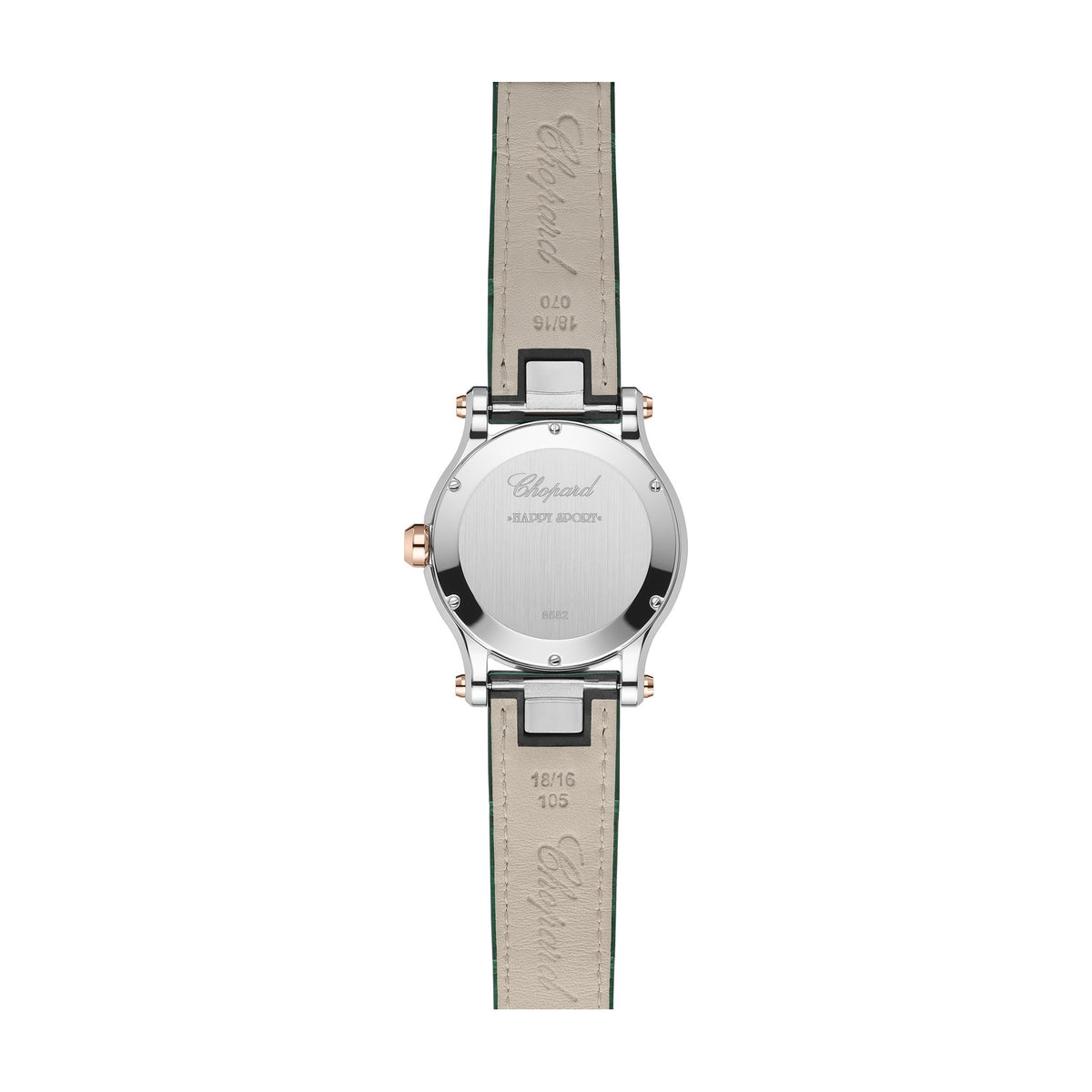 Chopard Happy Sport watch in 18k ethical rose gold and stainless steel with diamonds, view 2