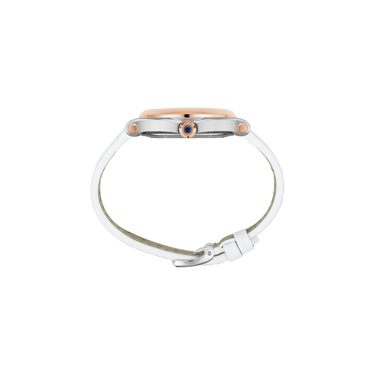 Chopard Happy Sport watch in 18k ethical rose gold and stainless steel with moving diamonds, sapphires and mother of pearl, view 3