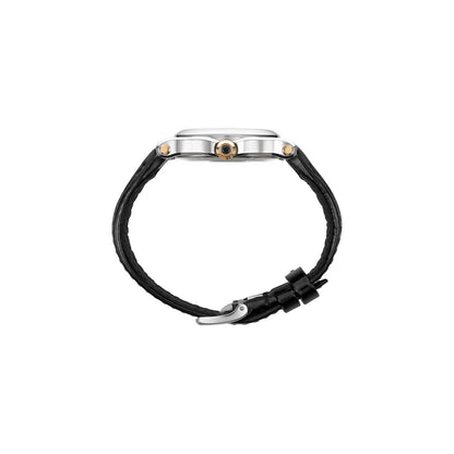 Chopard Happy Sport watch in 18k ethical rose gold and stainless steel with moving diamonds and onyx, view 3