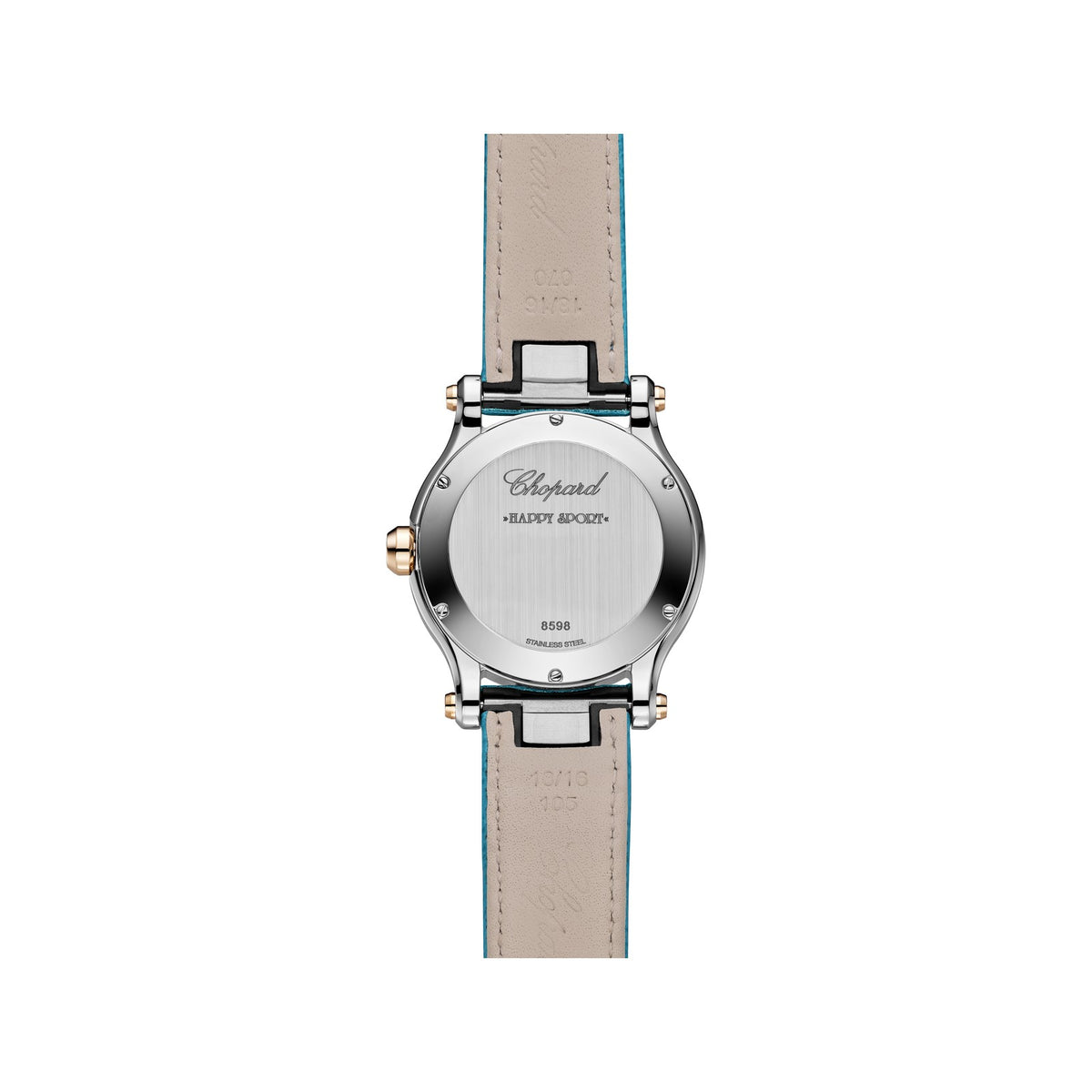 Chopard Happy Sport watch in 18k ethical rose gold and stainless steel with diamonds, view 2