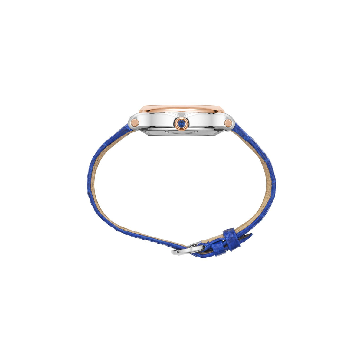 Chopard Happy Sport watch in 18k ethical rose gold and stainless steel with moving diamonds and sapphires, view 3