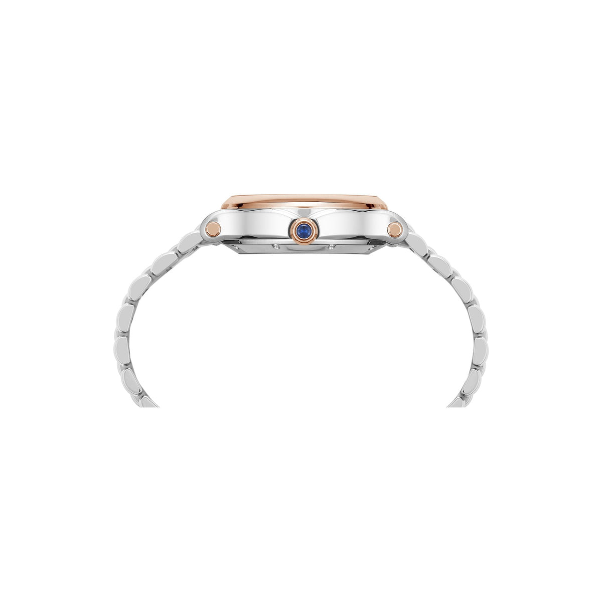 Chopard Happy Sport watch in 18k ethical rose gold and stainless steel with moving diamonds and sapphires, view 3