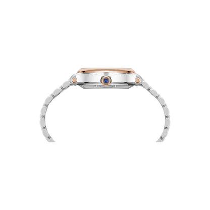 Chopard Happy Sport watch in 18k ethical rose gold and stainless steel with moving diamonds and sapphires, view 3