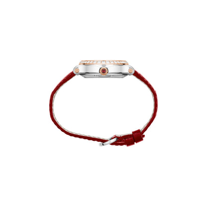 Chopard Happy Sport watch in 18k ethical rose gold and stainless steel with moving diamonds and rubies, view 3