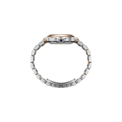 Chopard Happy Sport watch in 18k ethical rose gold and stainless steel with moving diamonds and sapphires, view 3