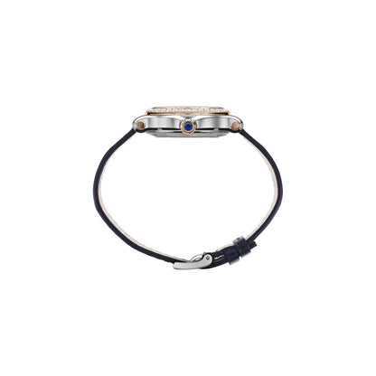 Chopard Happy Sport watch in 18k ethical rose gold and stainless steel with moving diamonds and sapphires, view 3