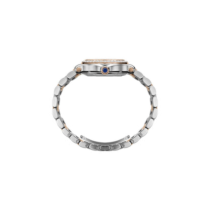 Chopard Happy Sport watch in 18k ethical rose gold and stainless steel with moving diamonds and sapphires, view 3