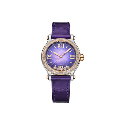 Chopard Happy Sport watch in 18k ethical rose gold and stainless steel with moving diamonds