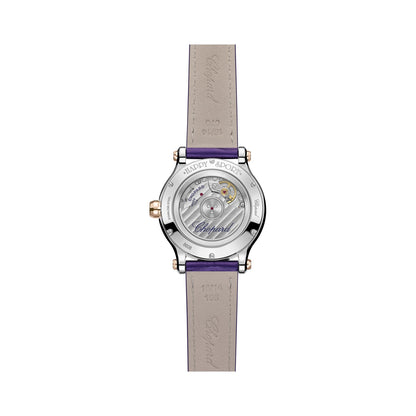 Chopard Happy Sport watch in 18k ethical rose gold and stainless steel with moving diamonds, view 2