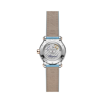 Chopard Happy Sport watch in 18k ethical rose gold and stainless steel with moving diamonds, view 2