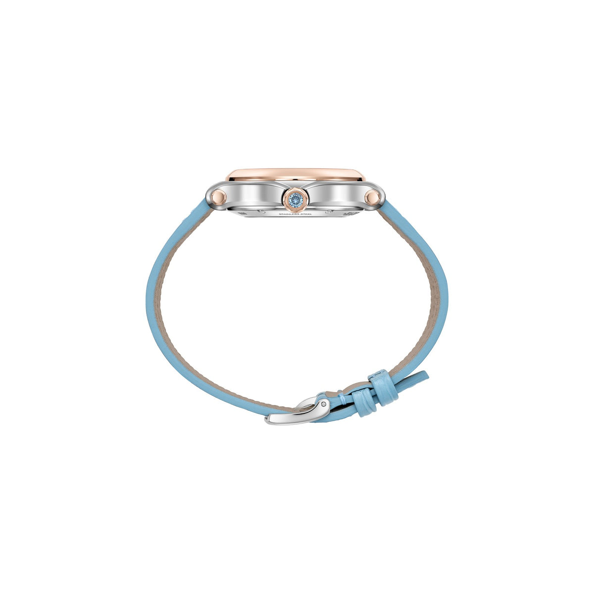 Chopard Happy Sport watch in 18k ethical rose gold and stainless steel with moving diamonds, view 3