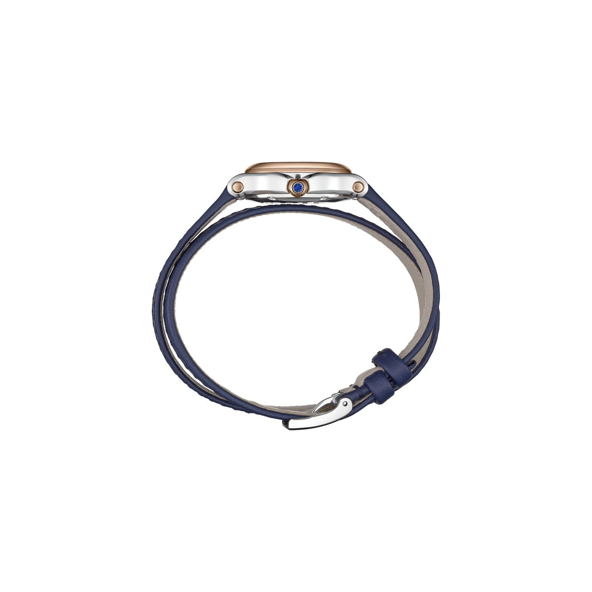 Chopard Happy Sport watch in 18k ethical rose gold and stainless steel with moving diamonds and sapphires, view 4