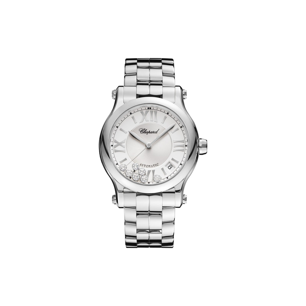 Chopard Happy Sport watch in stainless steel with moving diamonds