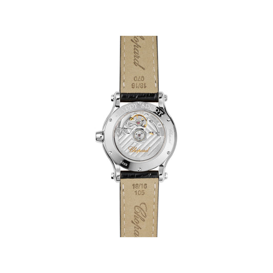 Chopard Happy Sport watch in stainless steel with moving diamonds and sapphires, view 2