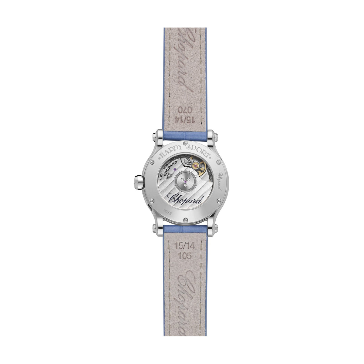 Chopard Happy Sport watch in stainless steel with moving diamonds and sapphires, view 2