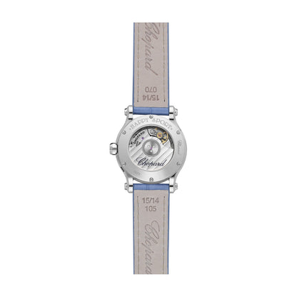 Chopard Happy Sport watch in stainless steel with moving diamonds and sapphires, view 2
