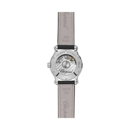 Chopard Happy Sport watch in stainless steel with moving diamonds and sapphires, view 2