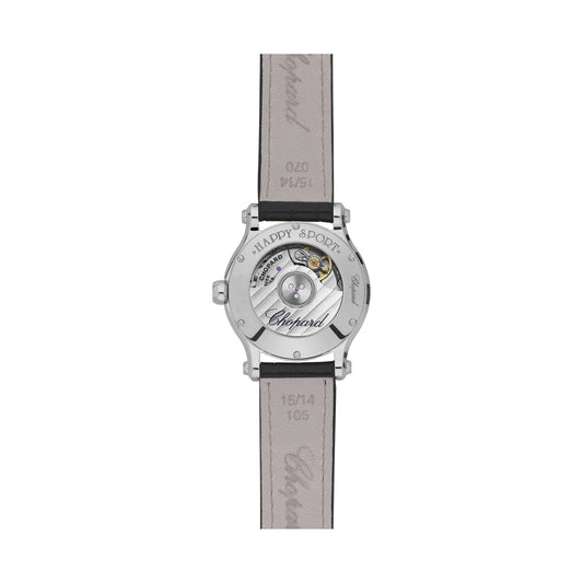 Chopard Happy Sport watch in stainless steel with moving diamonds and sapphires, view 2