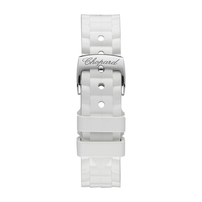 Chopard Happy Sport watch in stainless steel with moving diamonds and sapphires, view 3
