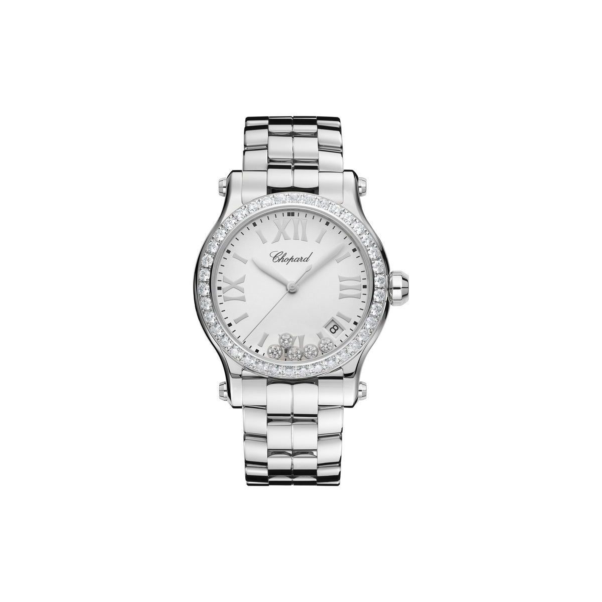 Chopard Happy Sport watch in stainless steel with diamonds