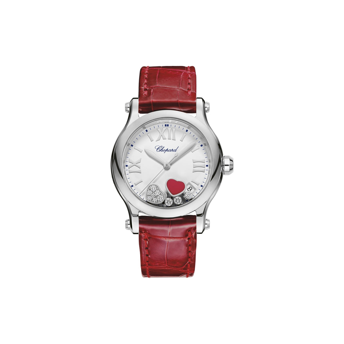 Chopard Happy Sport watch in stainless steel with moving diamonds and sapphires