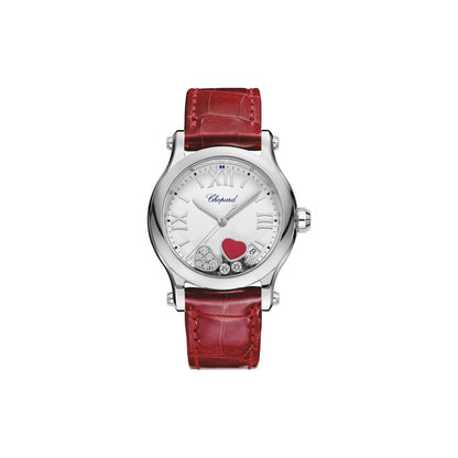 Chopard Happy Sport watch in stainless steel with moving diamonds and sapphires