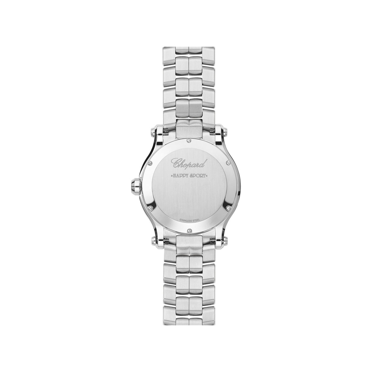 Chopard Happy Sport watch in stainless steel with moving diamonds and sapphires, view 2