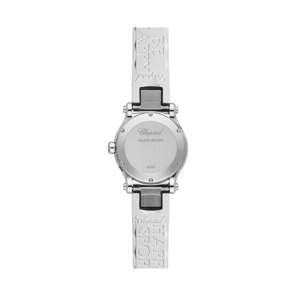 Chopard Happy Sport watch in stainless steel with moving diamonds and sapphires, view 2