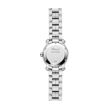 Chopard Happy Sport watch in stainless steel with moving diamonds and sapphires, view 2