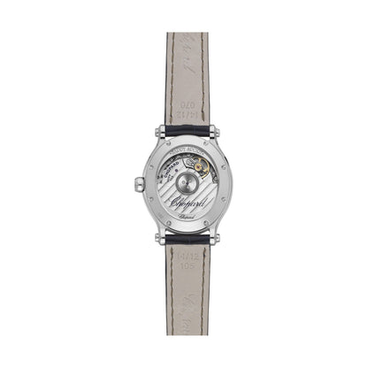 Chopard Happy Sport watch in stainless steel with moving diamonds and sapphires, view 2