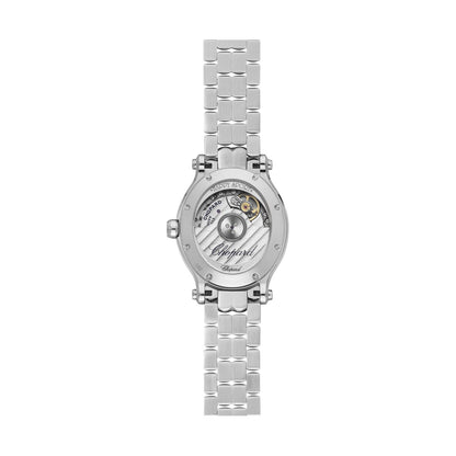 Chopard Happy Sport watch in stainless steel with moving diamonds and sapphires, view 2