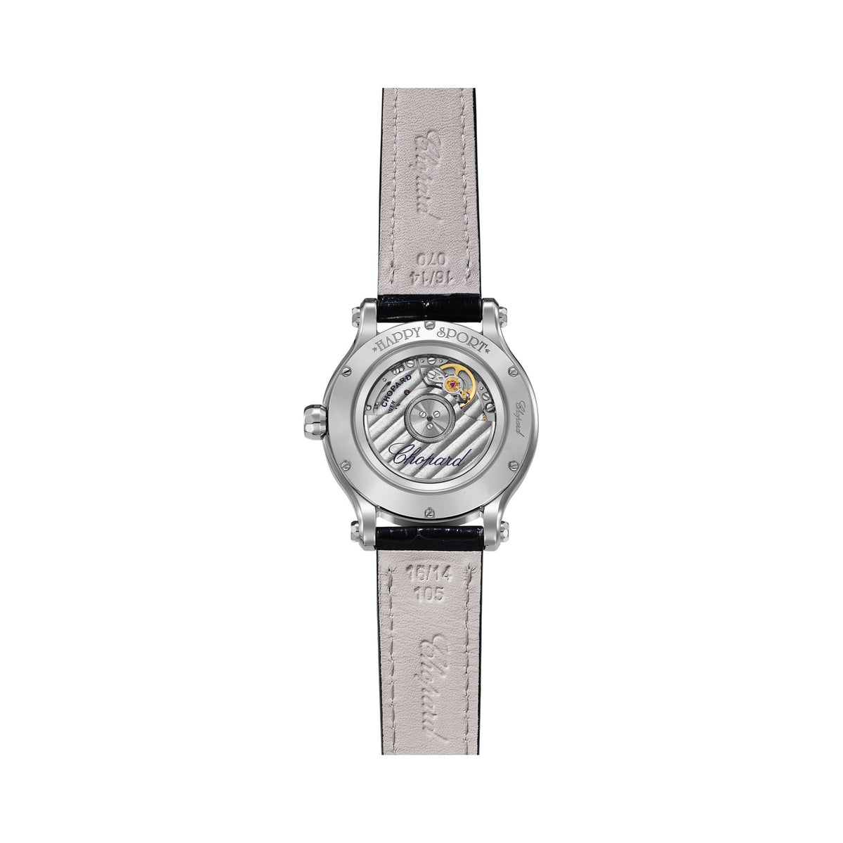 Chopard Happy Sport watch in stainless steel with moving diamonds and sapphires, view 2