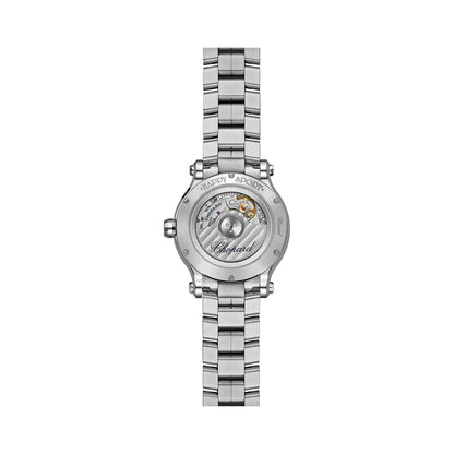 Chopard Happy Sport watch in stainless steel with moving diamonds and sapphires, view 2