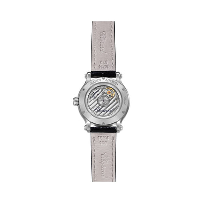 Chopard Happy Sport watch in stainless steel with moving diamonds and sapphires, view 2