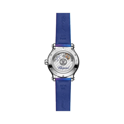 Chopard Happy Sport watch in stainless steel with moving diamonds and sapphires, view 2