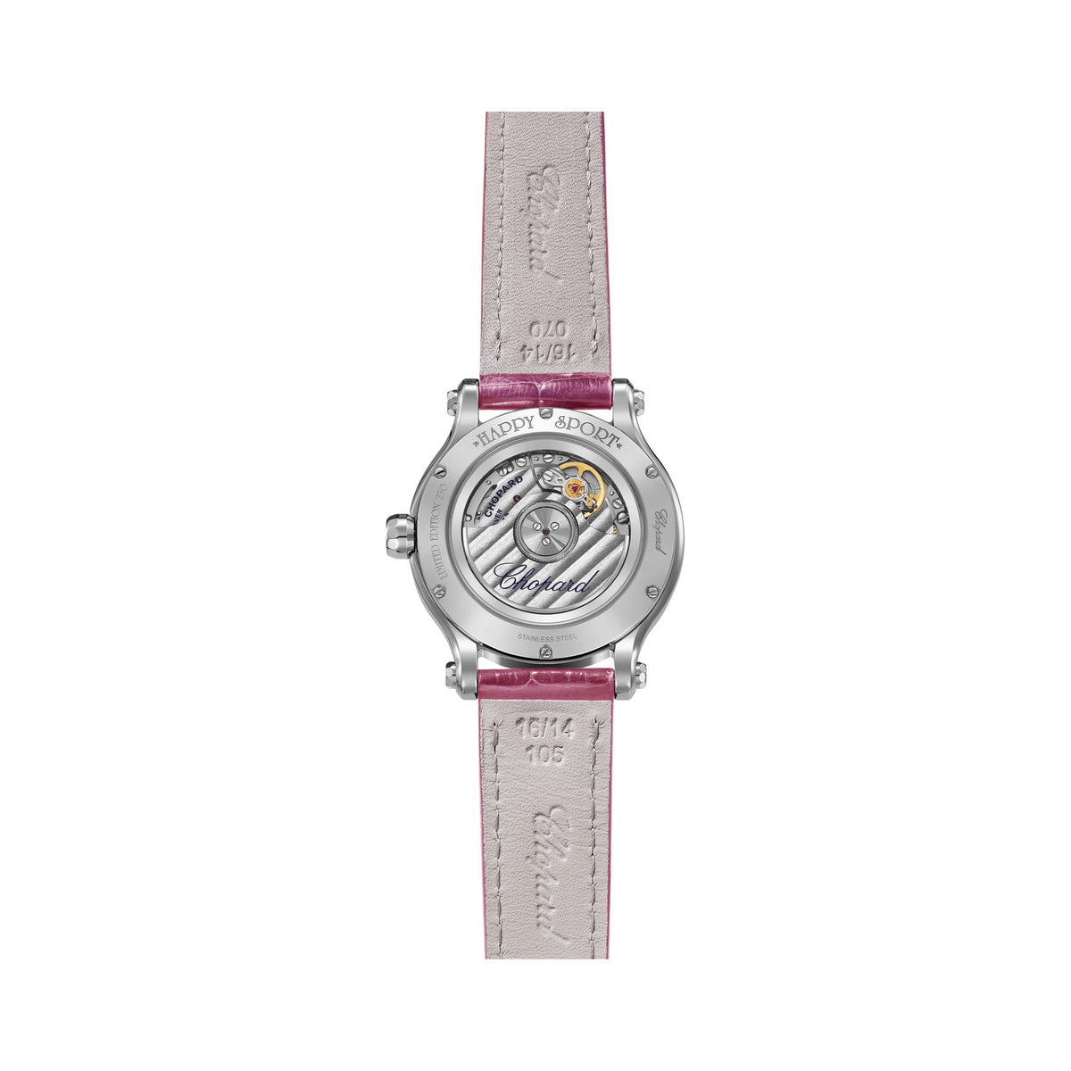 Chopard Happy Sport watch in stainless steel with moving diamonds and tourmalines, view 2