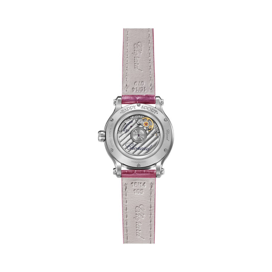 Chopard Happy Sport watch in stainless steel with moving diamonds and tourmalines, view 2