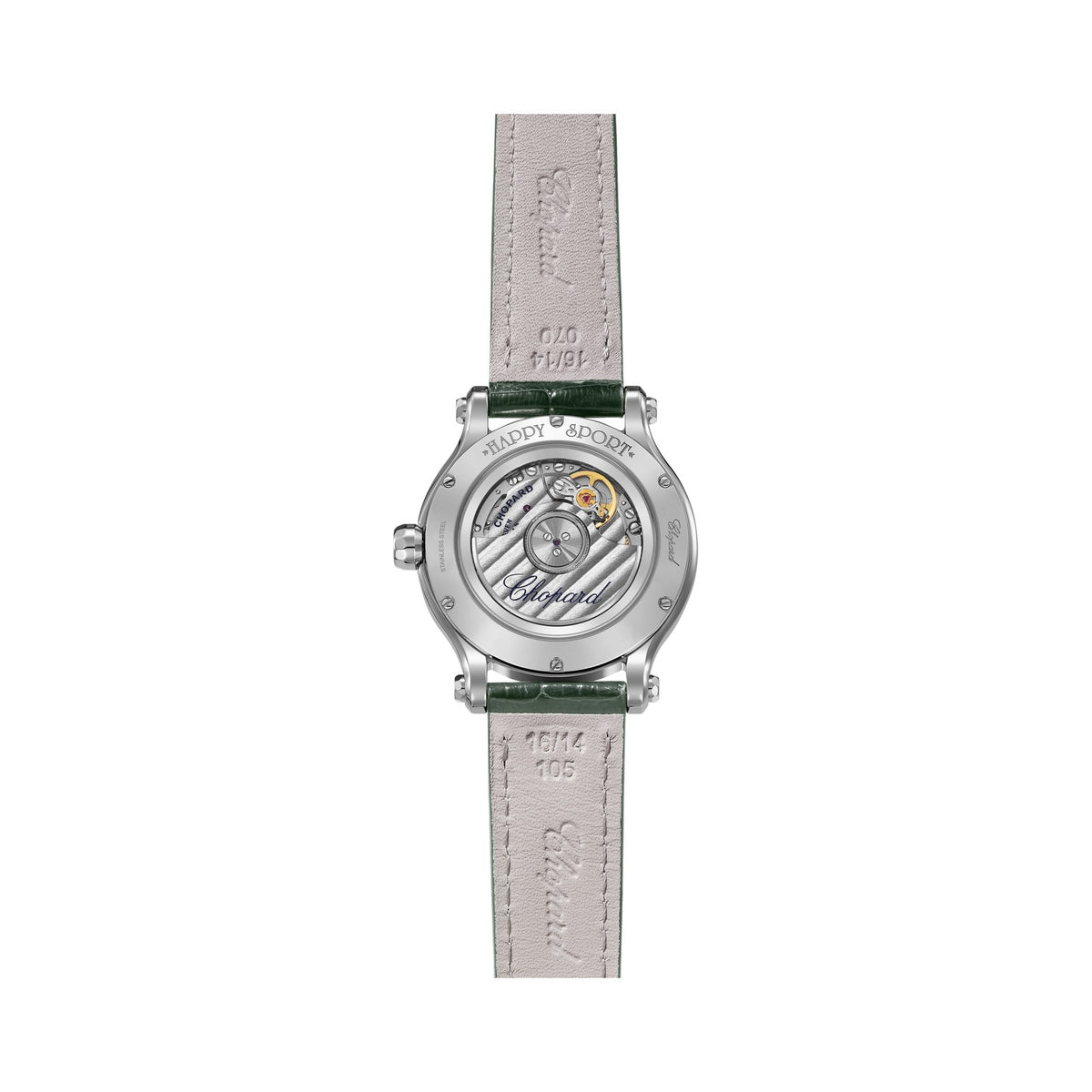 Chopard Happy Sport watch in stainless steel with moving diamonds and tourmalines, view 2