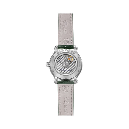 Chopard Happy Sport watch in stainless steel with moving diamonds and tourmalines, view 2