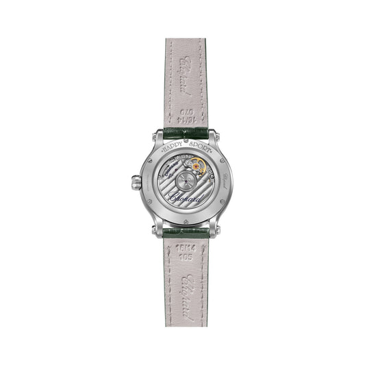 Chopard Happy Sport watch in stainless steel with moving diamonds and tourmalines, view 2