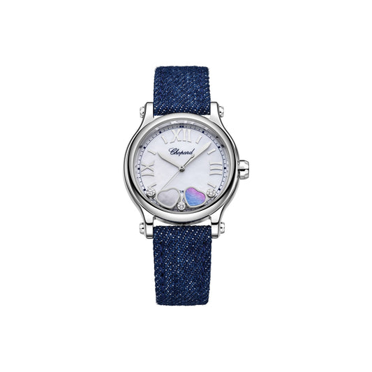 Chopard Happy Sport watch in stainless steel with mother of pearl