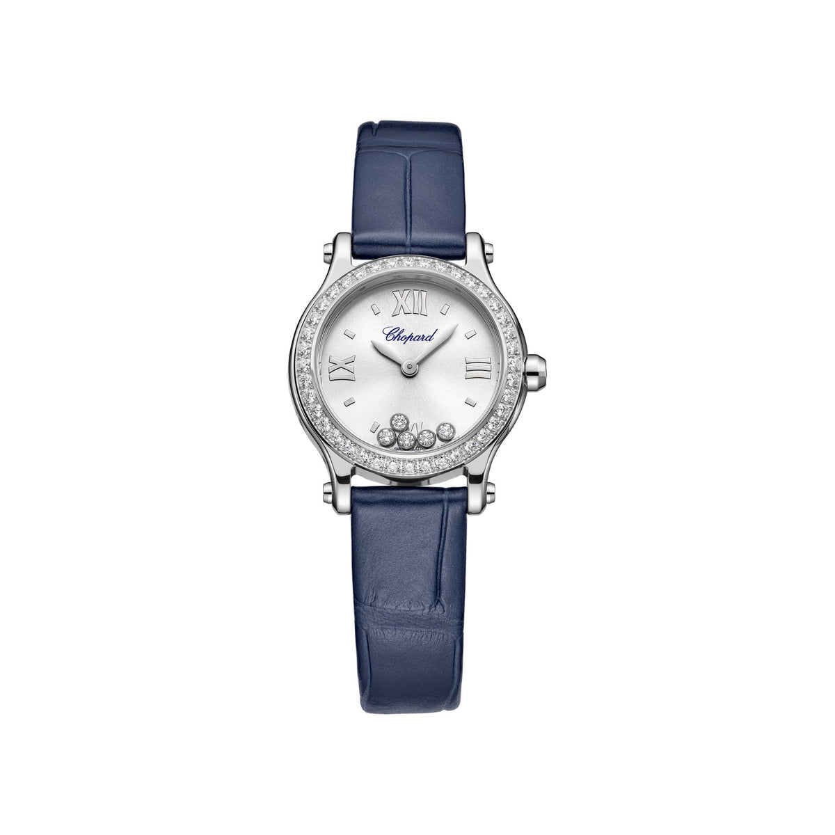Chopard Happy Sport watch in stainless steel with moving diamonds and sapphires